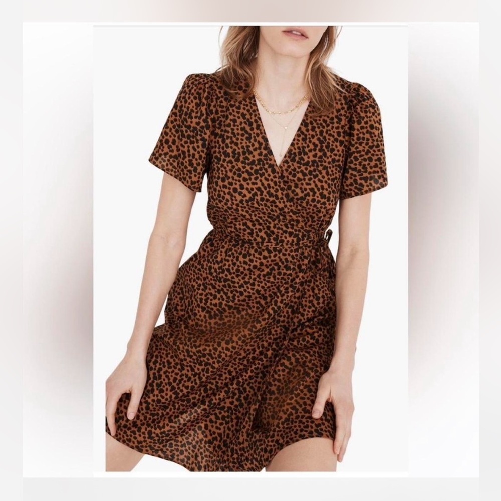 Madewell Brown and Black Leopard Print Wrap Dress